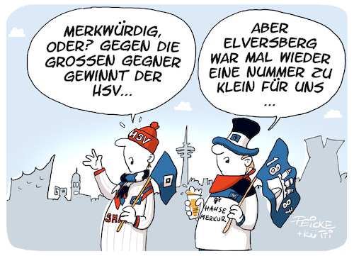 Cartoon: HSV ELV (medium) by FEICKE tagged hamburg,elversberg,bundesliga,zwei,verein,hsv,sportverein,fussball,fußball,hamburg,elversberg,bundesliga,zwei,verein,hsv,sportverein,fussball,fußball