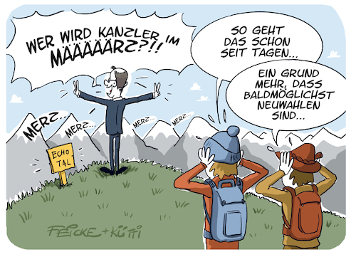 Cartoon: Merz Echotal (medium) by FEICKE tagged bundesregierung,kanzler,freidrich,merz,cdu,union,ampel,spd,sozialdemokraten,grüne,fdp,liberale,rot,gelb,grün,koalition,stress,streit,bundesregierung,kanzler,freidrich,merz,cdu,union,ampel,spd,sozialdemokraten,grüne,fdp,liberale,rot,gelb,grün,koalition,stress,streit