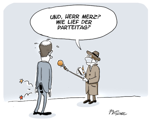 Cartoon: Merz Parteitag (medium) by FEICKE tagged feicke,merz,friedrich,cdu,partei,vorsitz,kanzler,lascht,feicke,merz,friedrich,cdu,partei,vorsitz,kanzler,lascht