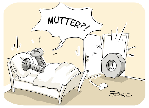 Cartoon: Mutter (medium) by FEICKE tagged mutter,schraube,wortspiel,muttertag,mutter,schraube,wortspiel,muttertag