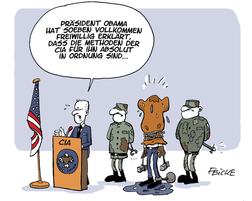 Cartoon: Obama und CIA (medium) by FEICKE tagged usa,obama,cia,geheimdienst,waterboarding,central,intelligence,agency,usa,obama,cia,geheimdienst,waterboarding,central,intelligence,agency