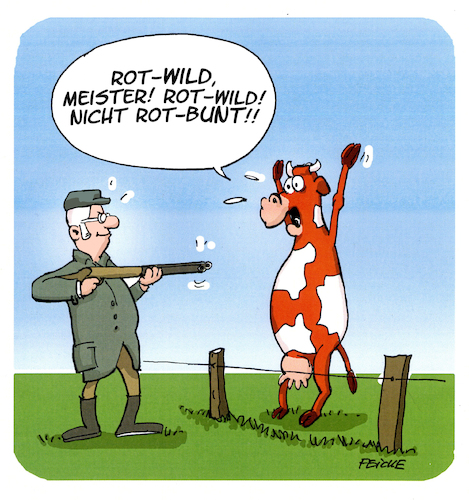 Cartoon: Rotwild (medium) by FEICKE tagged jagd,jäger,rotwild,reh,kuh,rotbunt,jagd,jäger,rotwild,reh,kuh,rotbunt