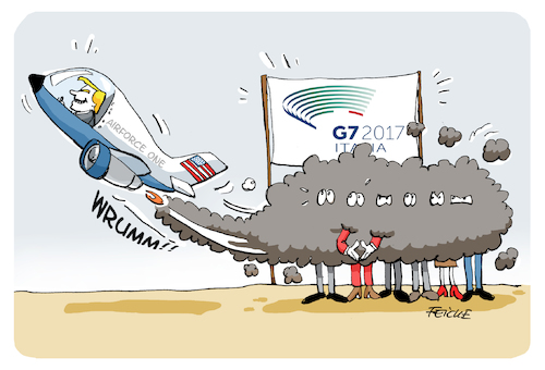 Cartoon: Trump und G7- Klima (medium) by FEICKE tagged trump,g7,treffen,gipfel,klima,affront,einigung,italien,trump,g7,treffen,gipfel,klima,affront,einigung,italien