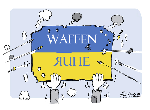 Cartoon: Waffenruhe (medium) by FEICKE tagged ukraine,russland,krim,separatisten,krieg,bürgerkrieg,waffen,ruhe,sanktionen,nato,ukraine,russland,krim,separatisten,krieg,bürgerkrieg,waffen,ruhe,sanktionen,nato