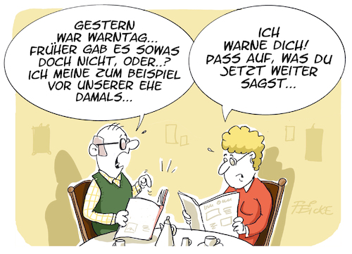 Cartoon: Warntag (medium) by FEICKE tagged warntag,ehe,paare,liebe,warntag,ehe,paare,liebe