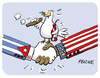 Cartoon: Cuba Usa handshake (small) by FEICKE tagged cuba,kuba,usa,united,states,amerika,america,obama,peace,friedenstaube