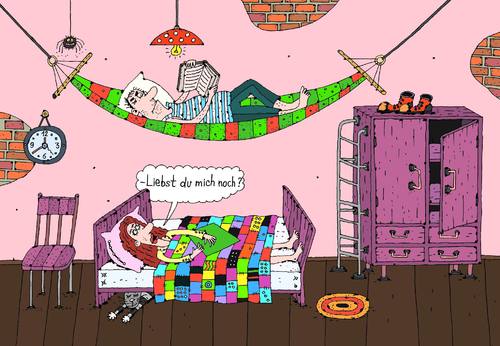 Cartoon: das Zusammenleben (medium) by Sergei Belozerov tagged liebe,love,hammock,hängematte