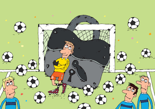 Cartoon: Der Torwart (medium) by Sergei Belozerov tagged fußball,football,torwart,goalkeeper