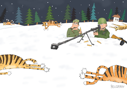 Cartoon: Panzerbüchse (medium) by Sergei Belozerov tagged tiger,panzerbüchse,schlacht,krieg,war,katze,waffe,kanone,jagd