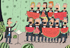 Cartoon: Chor (small) by Sergei Belozerov tagged chor,vokalist,sänger,dirigent,chorleiter,arbuse,wassermelone,lied,konzert,musikabend,essen,mahlzeit
