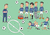 Cartoon: Forwards (small) by Sergei Belozerov tagged football,soccer,player,ball,legs,mermaid,grasshopper,team,championship,liga