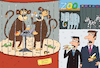 Cartoon: Zoo (small) by Sergei Belozerov tagged monkey,affen,banana,alcohol,vodka,whisky,zigarette,rauchen,zoo,party,schnaps