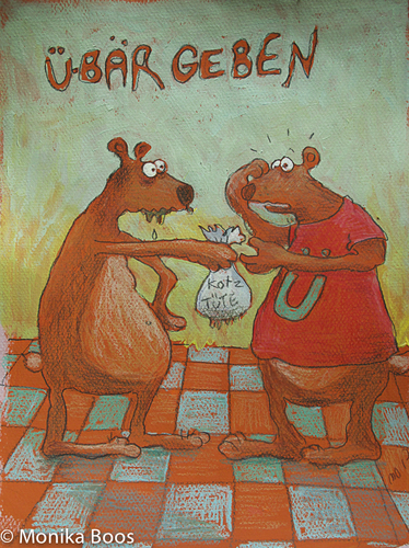 Cartoon: Ü-Bär geben (medium) by monika boos tagged wortspiele,bär