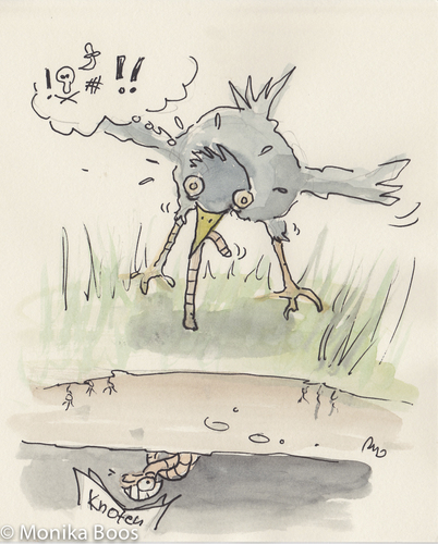 Cartoon: Worm (medium) by monika boos tagged wurm,worm,vogel,bird,knoten