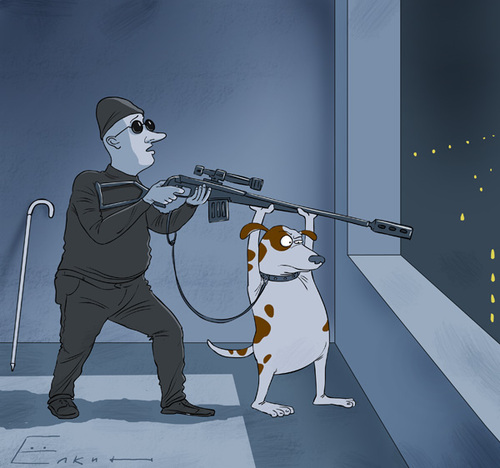 Cartoon: Killer (medium) by Elkin tagged killer,dog