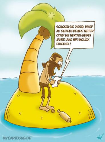 Cartoon: Insel Brief (medium) by mil tagged insel,mann,brief,unglück,mil,
