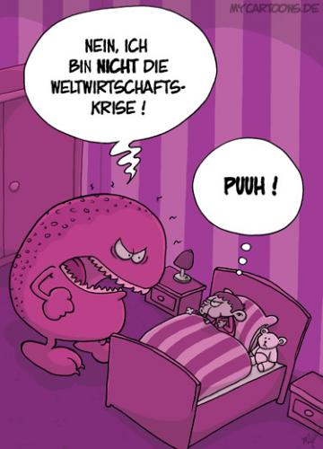 Cartoon: Monster-Krise (medium) by mil tagged monster,kind,furcht,angst,krise,finanzkrise,weltwirtschaftskrise,erleichterung,mil