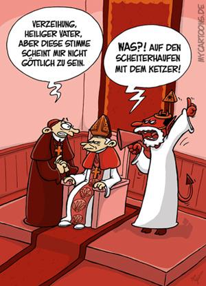 Cartoon: Schlechter Berater (medium) by mil tagged teufel,satan,gott,papst,berater,sprachrohr,unfehlbar,verkleidung,katholisch