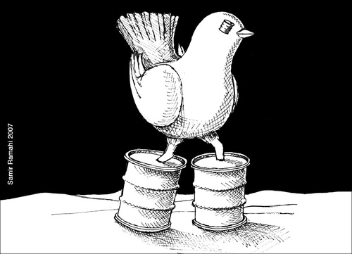 Cartoon: dove 06 (medium) by samir alramahi tagged tags,israel,ramahi,arab,oil,dove,peace,palestine,politics