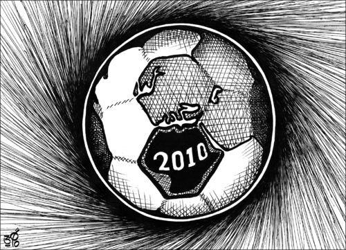 Cartoon: World Cup South Africa (medium) by samir alramahi tagged world,cup,south,africa,mao,football,sports,ramahi,cartoon