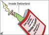 Cartoon: Invading Switzerland (small) by samir alramahi tagged arab,libia,qaddafi,politics,invading,switzerland