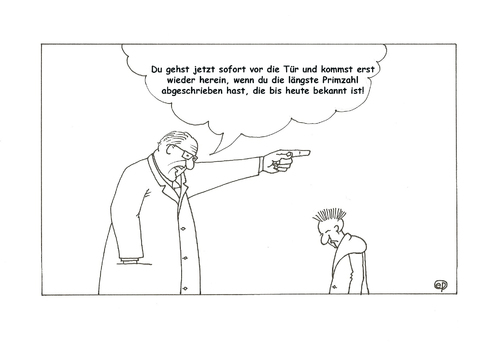 Cartoon: Höchste Primzahl I (medium) by Erwin Pischel tagged primzahl,lehrer,schueler,schule,klasse,tadel,hinauswurf,verweis,paedagogik,pischel