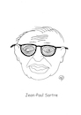 Cartoon: Jean-Paul Sartre (small) by Erwin Pischel tagged jean,paul,sartre,romancier,dramatiker,philosoph,publizist,intellektueller,franzose,existentialismus,literatur,nobelpreis,literaturnobelpreis,schielen,brille,blind,blindheit,pischel