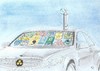 Cartoon: Periskop-Auto - Pickerl-Wahnsinn (small) by Erwin Pischel tagged auto,frontscheibe,pickerl,aufkleber,vignette,periskop,pischel