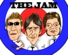 Cartoon: The Jam (small) by Mark Anthony Brind tagged paul,weller,rick,buckler,bruce,foxton,the,jam,caricature,mark,anthony,brind,mod