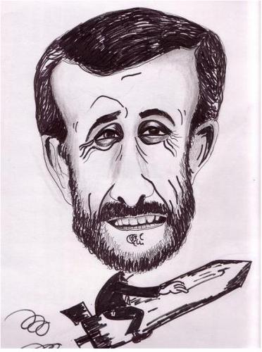 Cartoon: Amed Nijad (medium) by jkaraparambil tagged iran,president,iranian,ahmed,nijad,caricature,iraian,politics,middle,east,us,nuclear,weapon,edmonton,caricaturist,joseph,karaparambil,jkaraparambil,alberta,thrissuer,mala,kerala