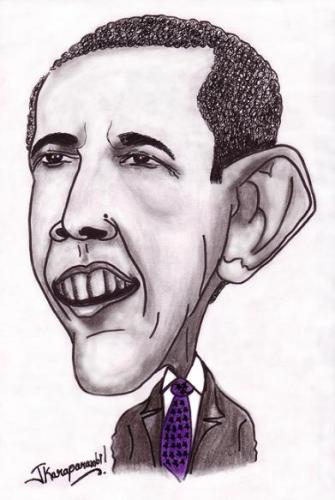 Cartoon: Barack Obama (medium) by jkaraparambil tagged barck,obama,uspresident,caricature,joseph,karaparambil,jkaraparambil