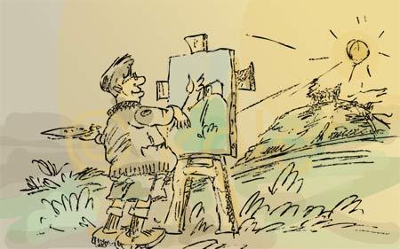 Cartoon: painter (medium) by kolle tagged painter,canvas,brush