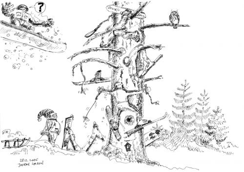 Cartoon: the old tree on the ski runway (medium) by neophron tagged satire,cartoon,the