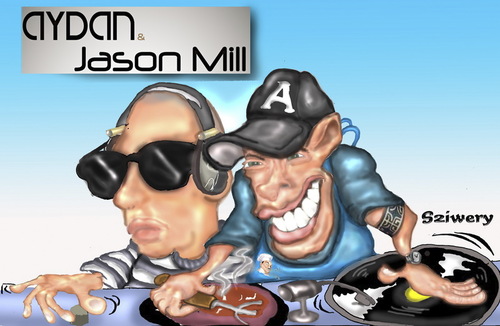 Cartoon: Aydan and Jason Mill (medium) by sziwery tagged music