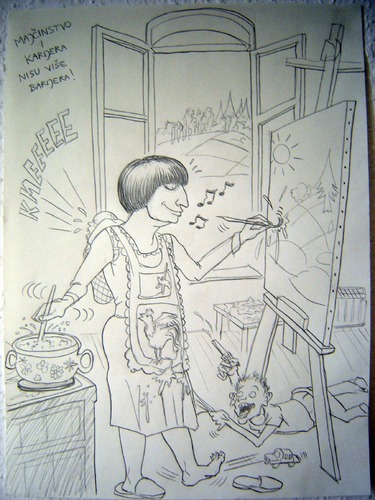 Cartoon: Ambitious woman (medium) by caknuta-chajanka tagged art,painting,mother,kids