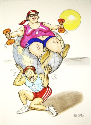 Cartoon: Atlas and pilates (medium) by caknuta-chajanka tagged sport,pilates,woman