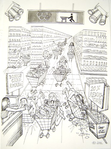 Cartoon: Shopping maraton (medium) by caknuta-chajanka tagged olimpic,points,race,game,shopping