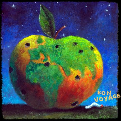 Cartoon: trip around the world (medium) by Ludvik Glazer-Naude tagged ludvik,glazer,naude,universum,apple,weltkugel,crawler,cosmos,univers,journey,trip,world,tour,raupe,apfel,weltreise,kontinete