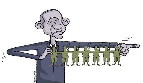 Cartoon: Obama Iraq troops (medium) by martirena tagged usa,obama,iraq,troops,is