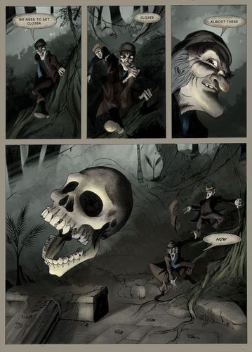 Cartoon: wraith_page05 (medium) by glasseye tagged fantasy,sword,sorcery,horror,conjure,goblin,wraith,wizard,fire,ghost,bones