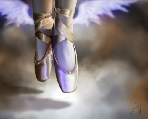 Cartoon: A dream of Ballet (medium) by lun2004 tagged crown,wing,fantasy,ballet,dream,sky,illusion,fly