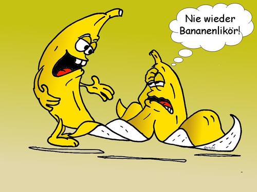 Cartoon: Bananenlikör (medium) by wista tagged likör,schnaps,bananen,banane,alkohol,kater,obst,frucht,trinken,betrunken,schlaff,abgeschlafft,fruchtsaft,kopfschmerz,bananenschale
