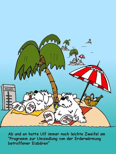 Cartoon: Eisbär Umsiedlung (medium) by wista tagged wärme,kälte,steigen,meeresspiegel,meer,insel,umsiedlung,erwärmung,globale,klimawandel,eisbären,eisbär