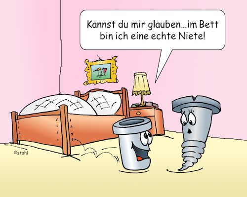 Cartoon: Nieten (medium) by wista tagged niete,nieten,im,bett,versager,möbel,schlafzimmer,schlafen,bauen,liebe,werkzeug,schraube,schrauben,hammer,nagel,nietenzange,zange,beziehung