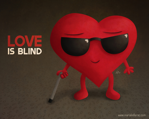 Cartoon: Love is blind (medium) by kellerac tagged caricatura,cartoon,ciego,es,amor,el,blind,is,love,keller,maria