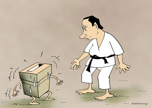 Cartoon: The fight election (medium) by Dubovsky Alexander tagged elections,russia,putin,voter,poll