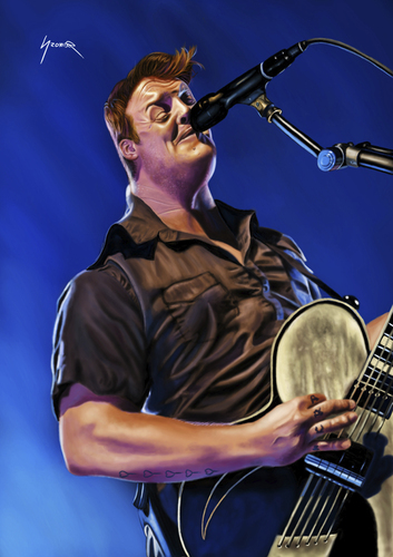 Cartoon: Joshua Homme (medium) by szomorab tagged them,crooked,vultures,eagles,of,death,metal,queens,the,stone,age,kyuss,live,music,guitar,stoner,rock,concert