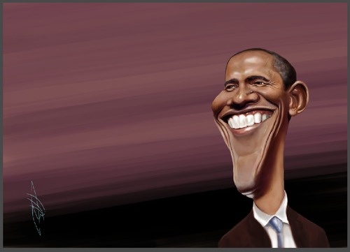 Cartoon: Barack Obama (medium) by PlainYogurt tagged caricature,obama,barack