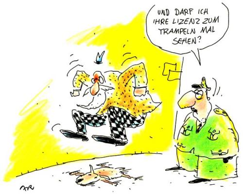 Cartoon: Lizenz (medium) by ari tagged mann,polizei,hund,lizenz,papiere,straftat,gewalt