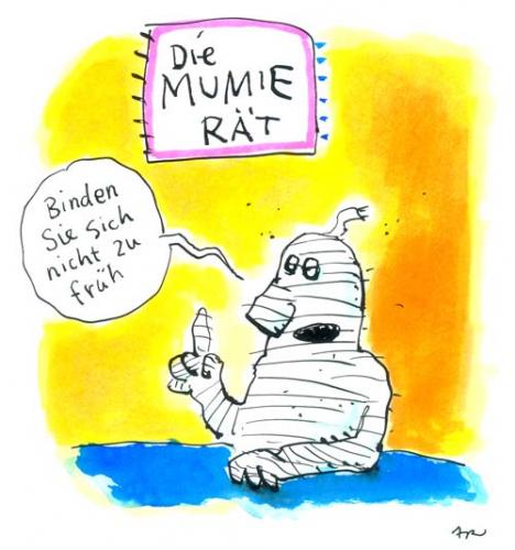 Cartoon: Mumie (medium) by ari tagged lebenshilfe,ratgeber,spooky,spuk,plikat,monster,grusel,halloween,mumie,advice,mummy